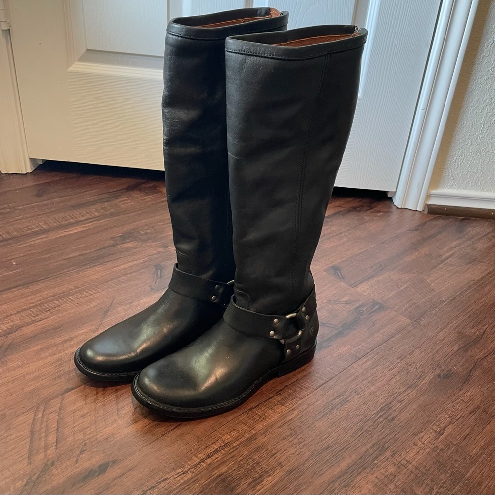 Frye Women’s Black Phillip Harness Tall Boots